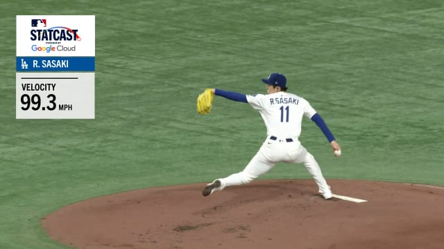 Roki Sasaki reaches 99 mph on first strikeout